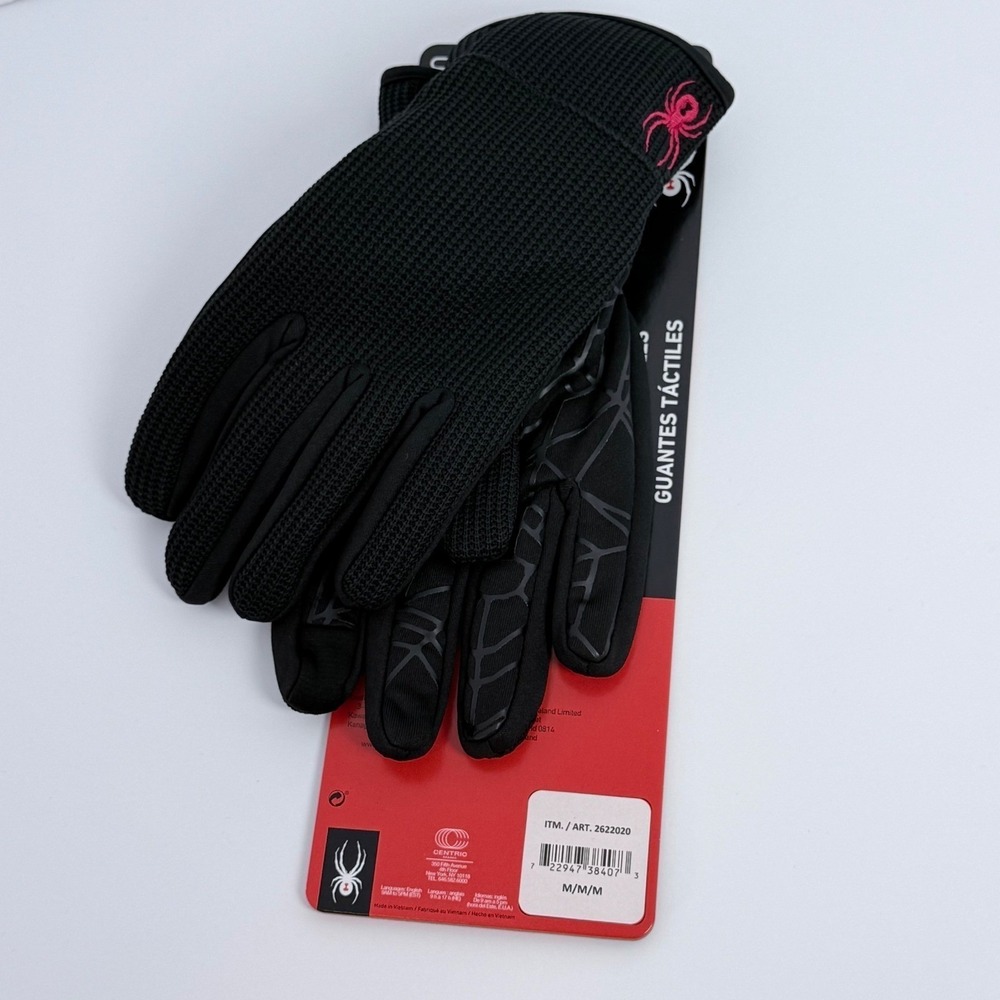 NWT Lot 2 PR Spyder Core Conduct Men's Gloves Sz M Touchscreen Compatible Black - Picture 11 of 16